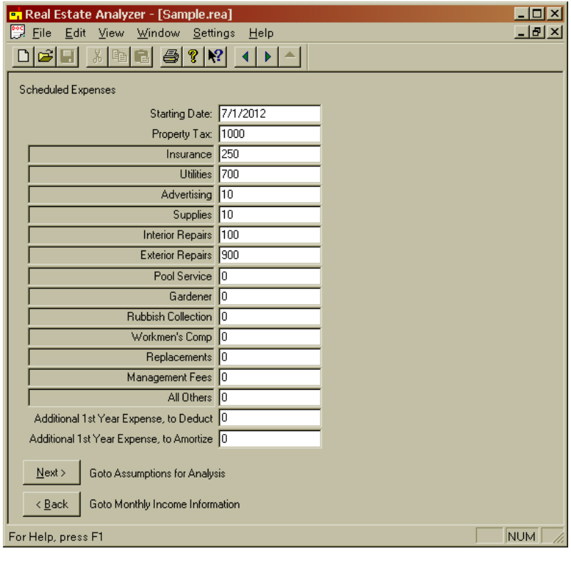 Click here to Scheduled Expenses screen